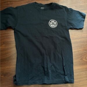 Vans Black Short Sleeve Tee with White 'Off The Wall' Logo